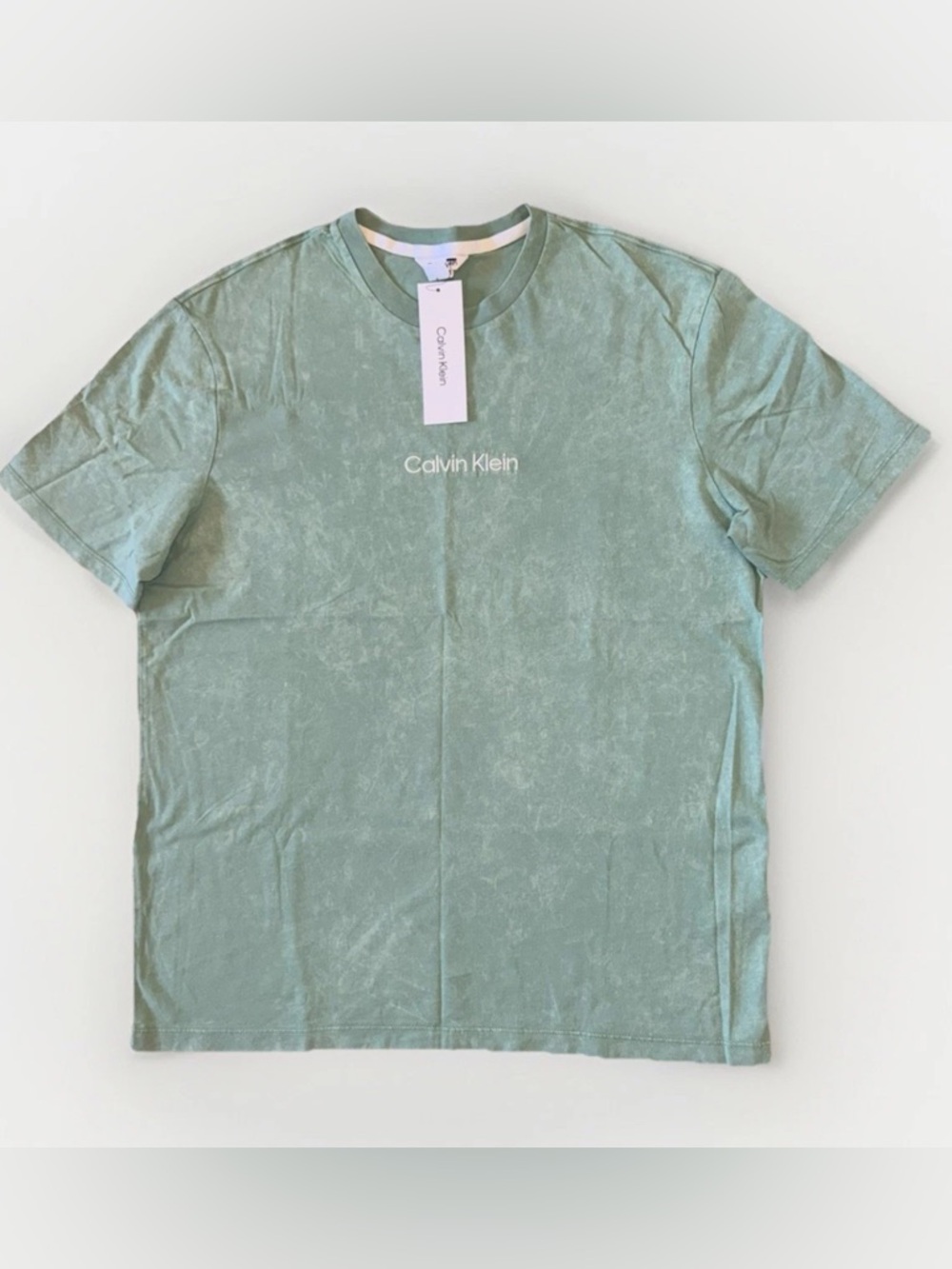 Calvin Klein Men Size M Granite Green T-Shirt Cotton Short Sleeve Logo Round New